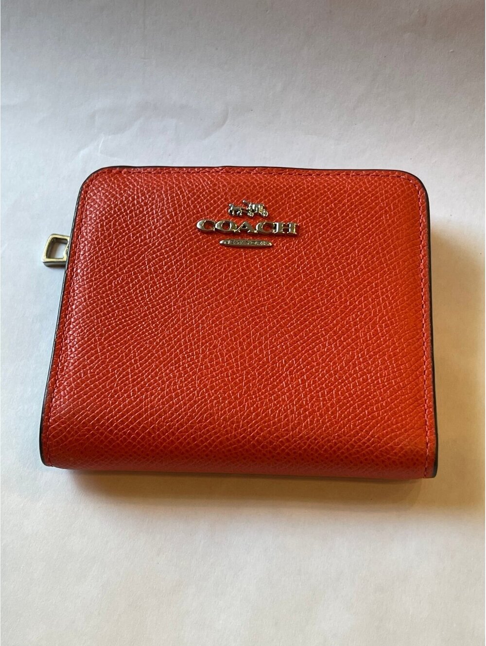 Coach Orange Crossgrain Leather Compact Wallet Cardholder